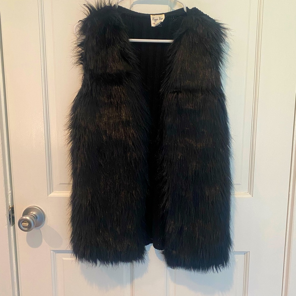 Black Faux Fur Vest